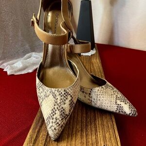 BCBG Snake Print Ankle Strap Heel size 8